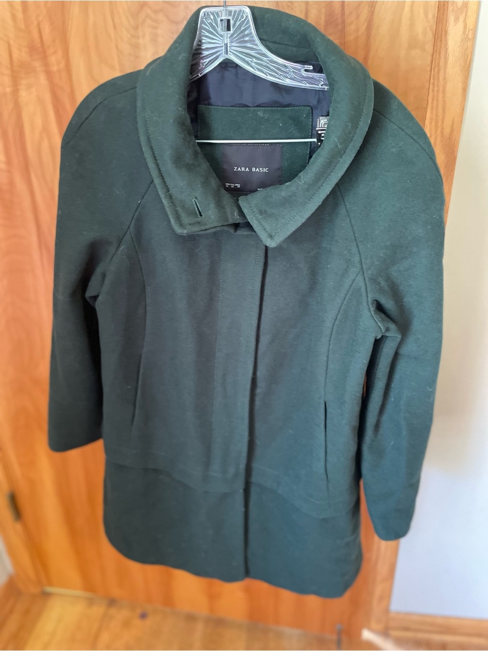 Zara Green Wool-Blend Pea Coat